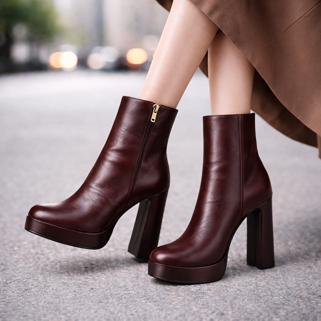 Women's Genuine Italian Leather Block Heels | Sleek All-Day Comfort Design 1