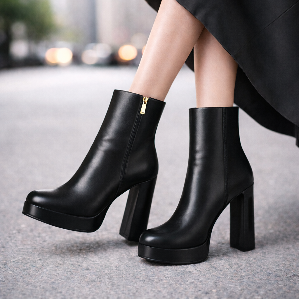 Women's Genuine Italian Leather Block Heels | Sleek All-Day Comfort Design 5