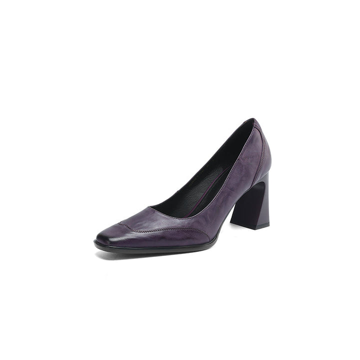 Women's Genuine Leather Block Heel Pumps | Elegant All-Day Comfort Style 8