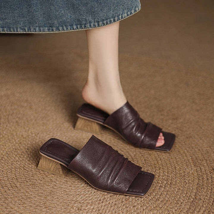 Women's Genuine Leather Block Heel Sandals | Elegant All-Day Comfort Fit 1