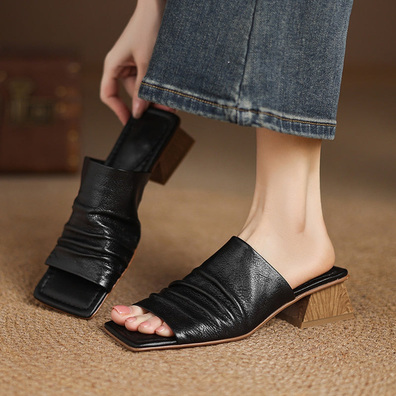 Women's Genuine Leather Block Heel Sandals | Elegant All-Day Comfort Fit 5