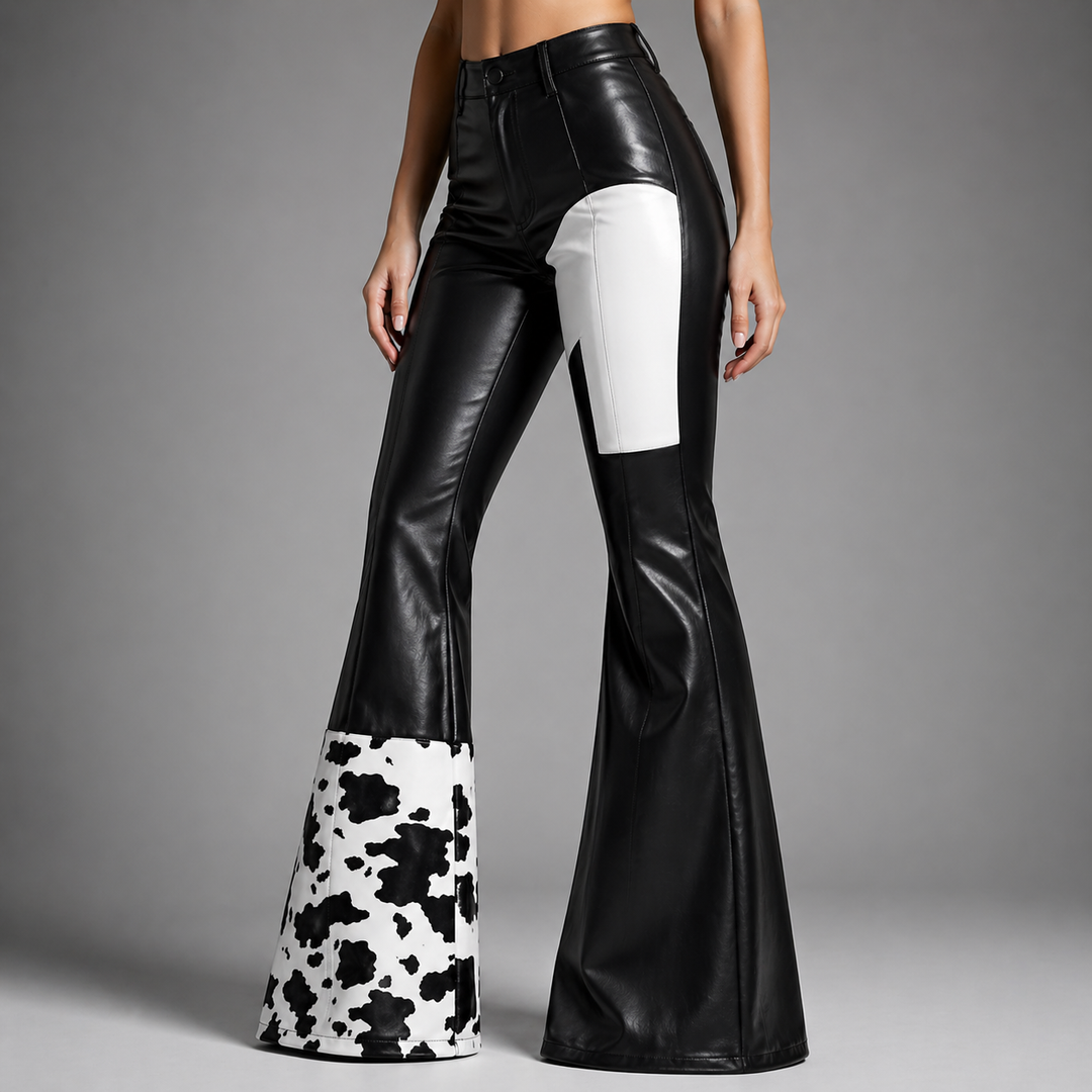 Women's Glossy Leather Flare Pants | Statement Sculpted Silhouette 4