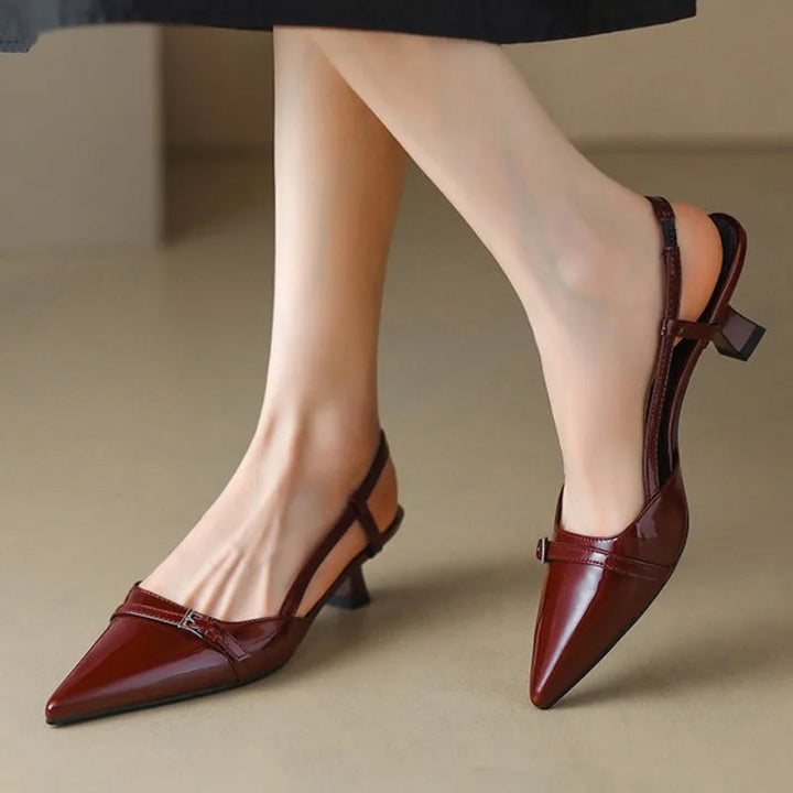 Women's Glossy Leather Slingback Heels | Effortless All-Day Style 1