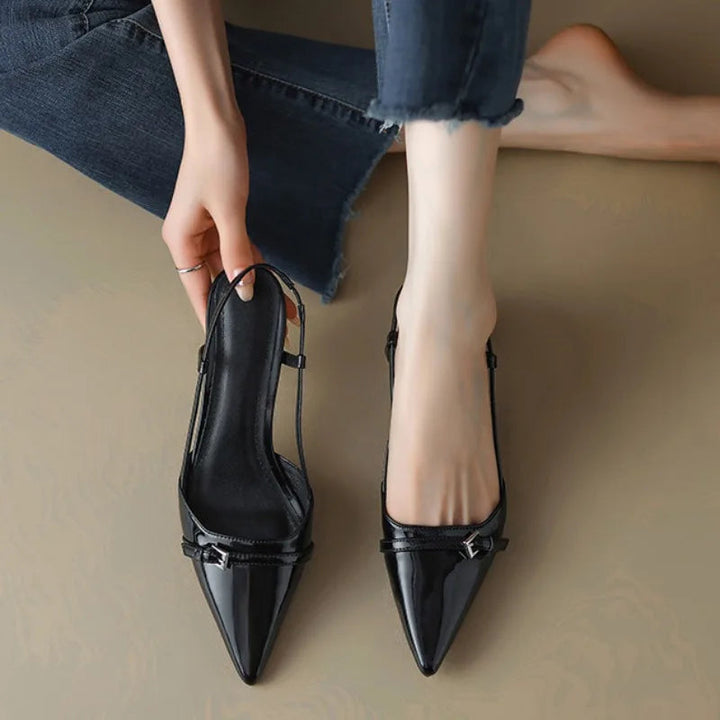Women's Glossy Leather Slingback Heels | Effortless All-Day Style 2