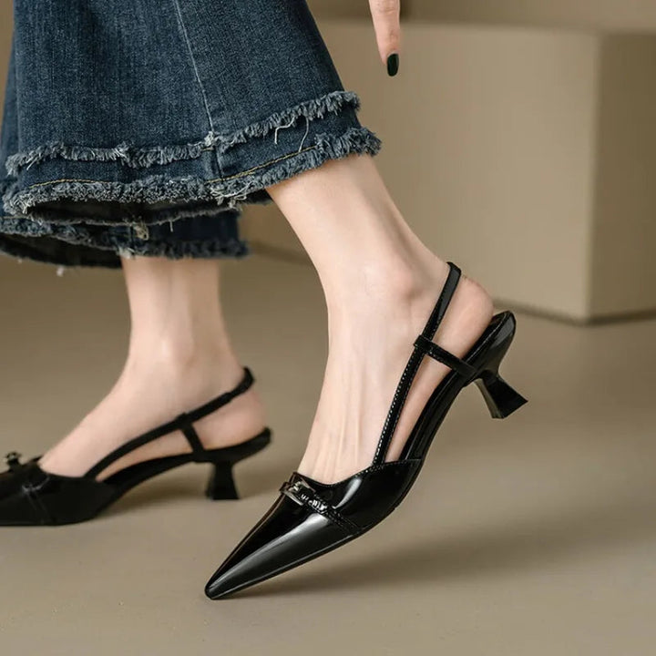 Women's Glossy Leather Slingback Heels | Effortless All-Day Style 4