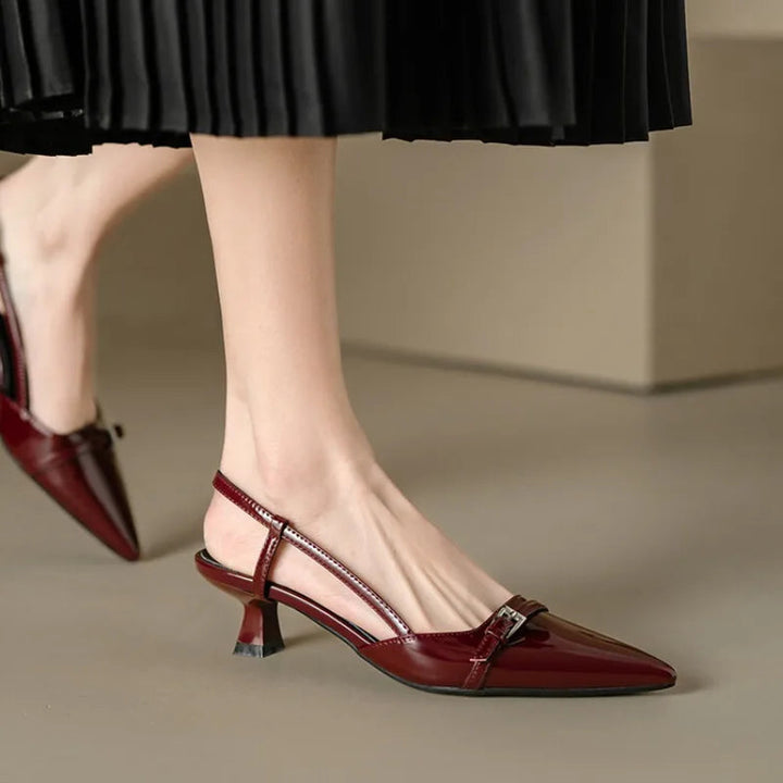 Women's Glossy Leather Slingback Heels | Effortless All-Day Style 5