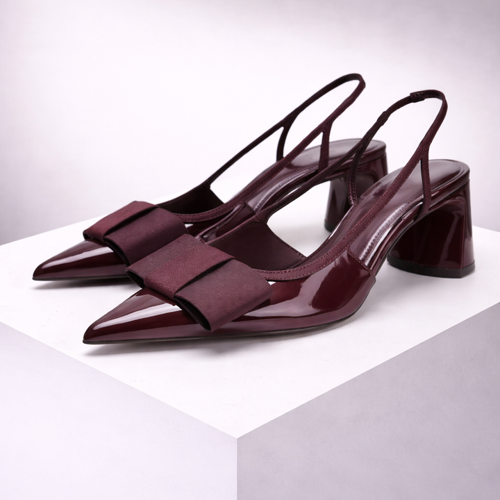 Women's Glossy Leather Slingback Heels | Elegant Comfort Fit 0