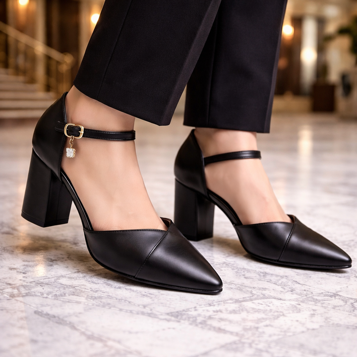 Women's Italian Leather Block Heel Pumps | Comfortable All-Day Wear 1