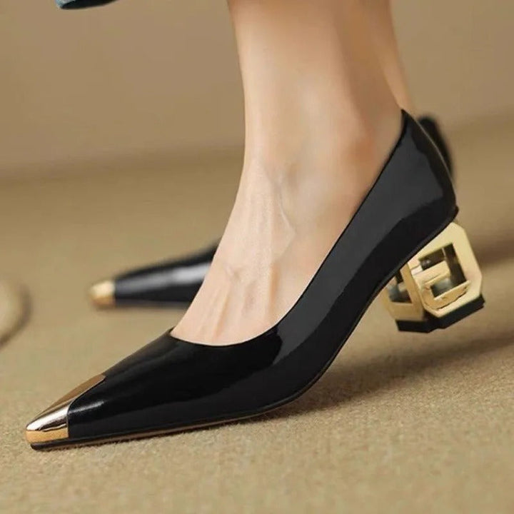 Women's Italian Leather Block Heel Pumps | Refined Comfort Style 1