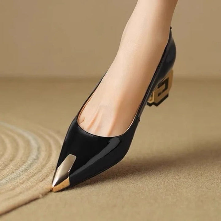 Women's Italian Leather Block Heel Pumps | Refined Comfort Style 2