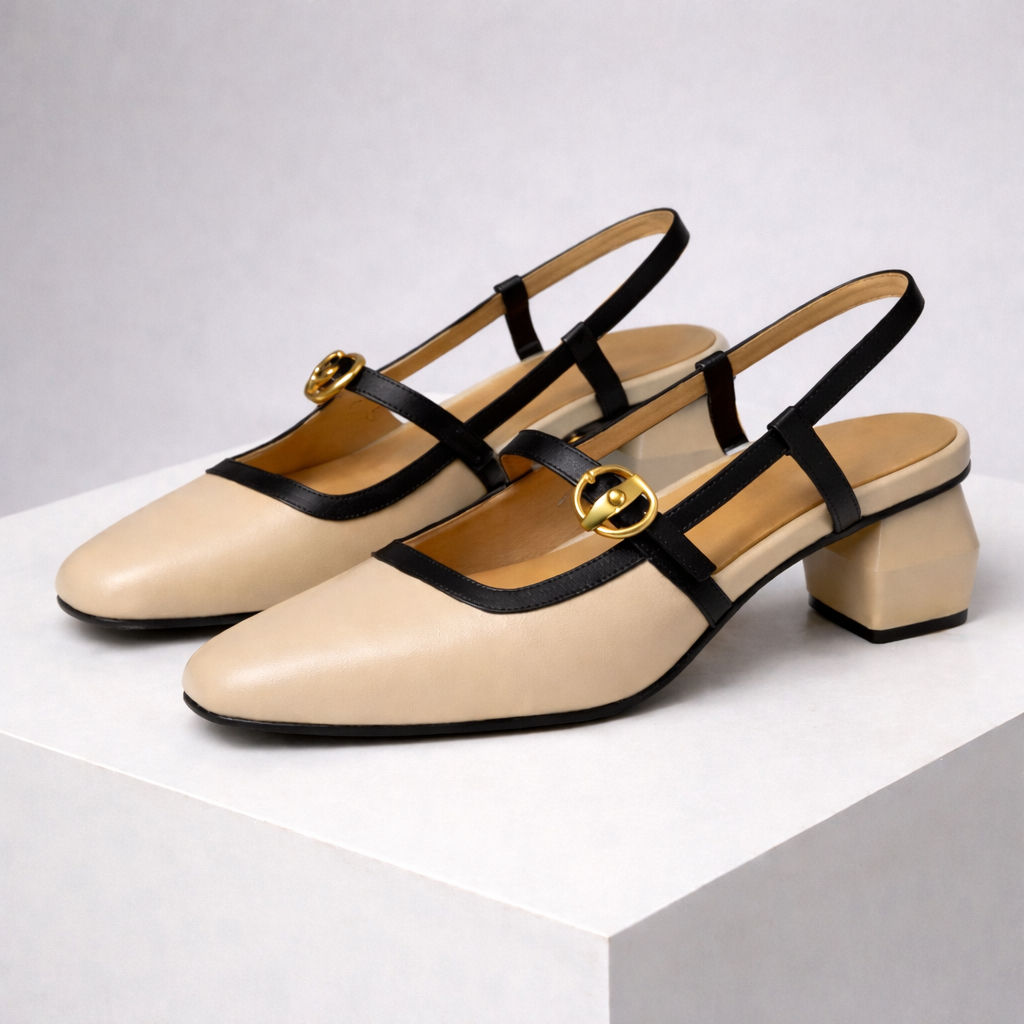 Women's Italian Leather Block Heels | Elegant Comfort Design 0