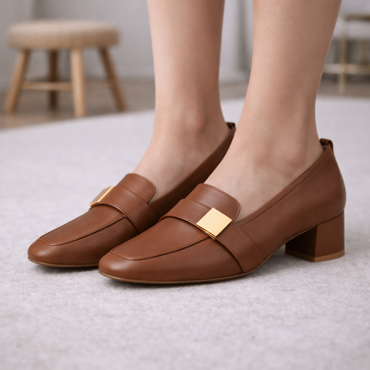 Women's Italian Leather Block Heels | Refined Comfort Design 1