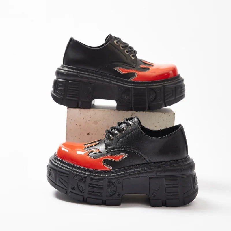 Women's leather platform sneakers with bold chunky sole