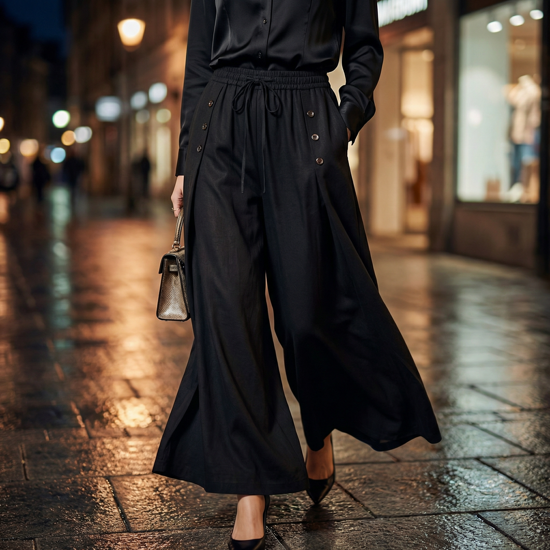 Women's Lightweight Stretch Wide Leg Pants | Relaxed High-Waisted Trousers for Effortless Comfort