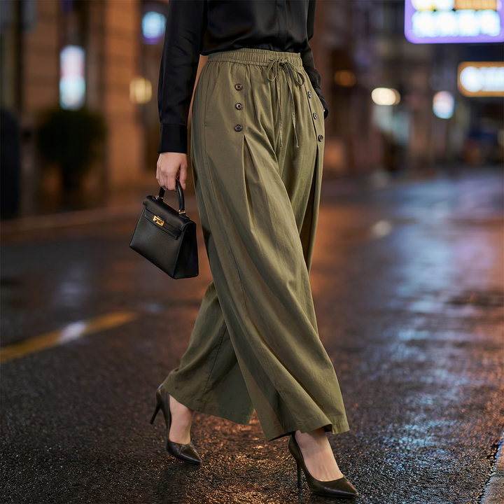 Women's Lightweight Stretch Wide Leg Pants | Relaxed High-Waisted Trousers for Effortless Comfort