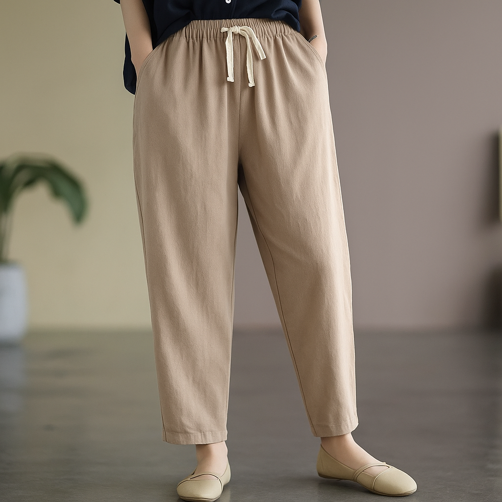 Women's Linen Cotton Blend Trousers | Lightweight Breathable Comfort 4
