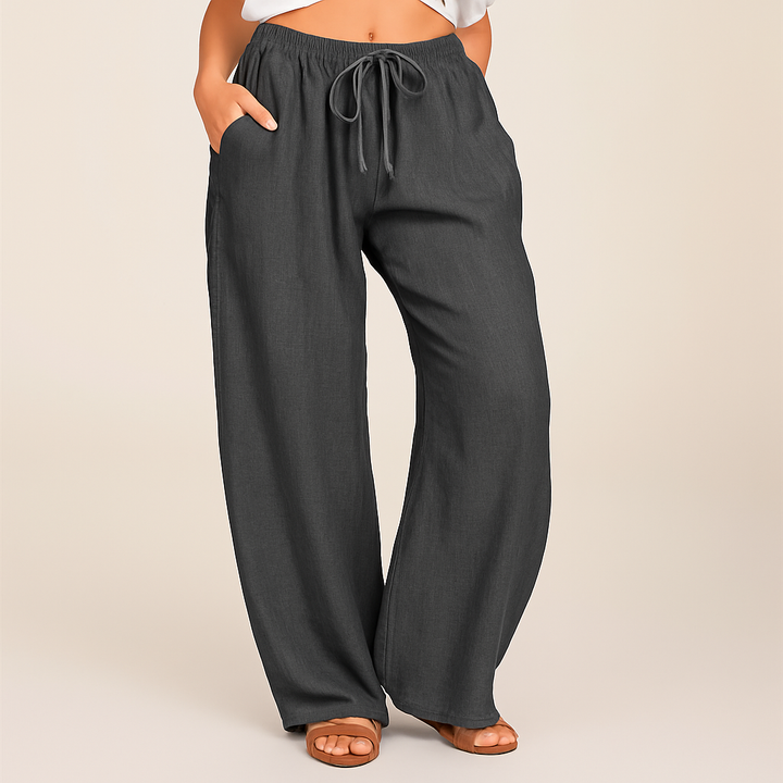 Women's Linen Cotton Blend Wide-Leg Trousers | Lightweight Breathable Comfort 1