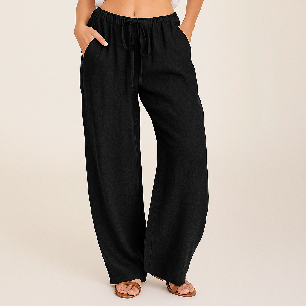 Women's Linen Cotton Blend Wide-Leg Trousers | Lightweight Breathable Comfort 2