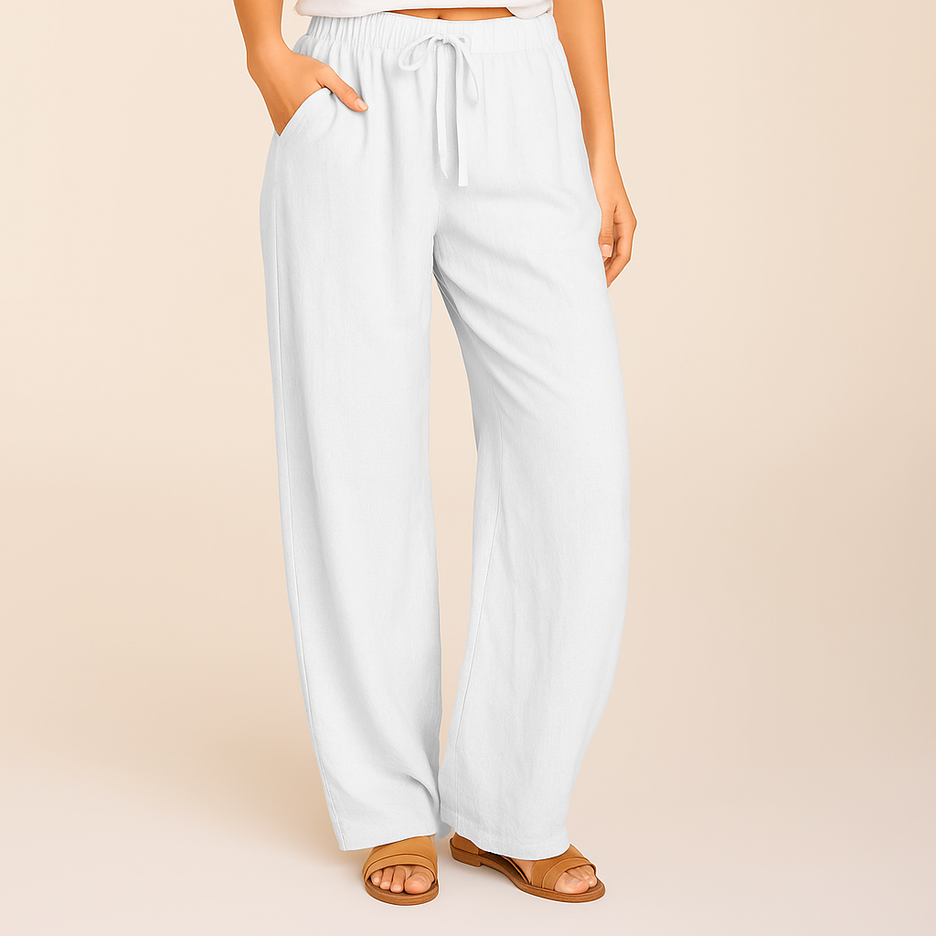 Women's Linen Cotton Blend Wide-Leg Trousers | Lightweight Breathable Comfort 3