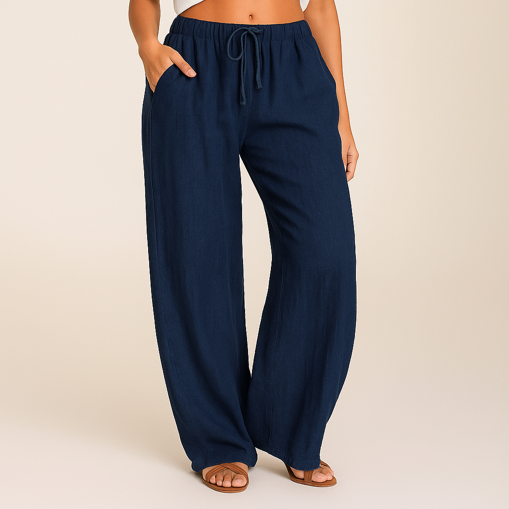 Women's Linen Cotton Blend Wide-Leg Trousers | Lightweight Breathable Comfort 4