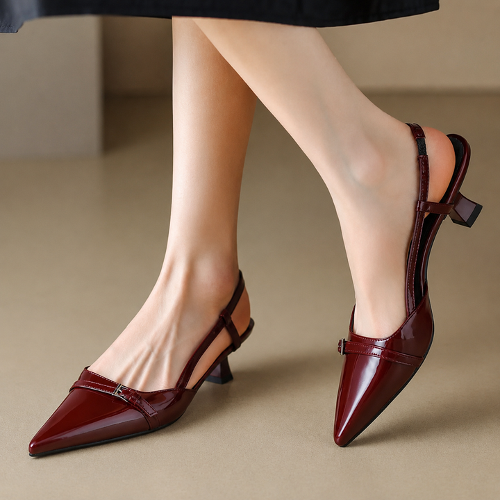 Women's Patent Leather Slingback Heels | Sleek Elegant Office Essential 0