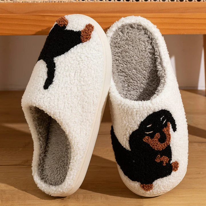 Women's Plush Dachshund Embroidered Slippers | Cozy Indoor Comfort Fit 0