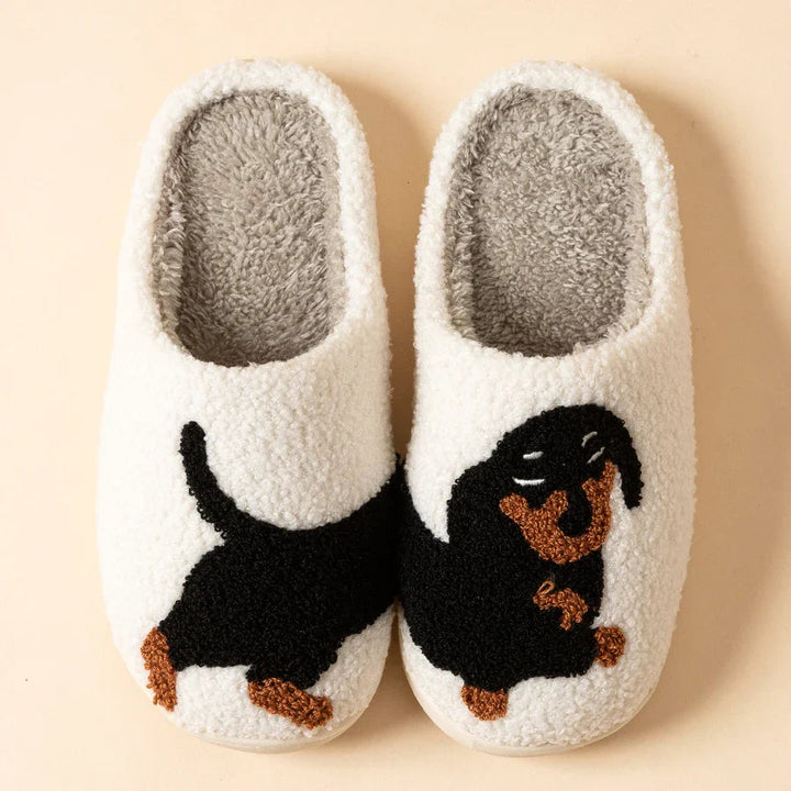 Women's Plush Dachshund Embroidered Slippers | Cozy Indoor Comfort Fit 1