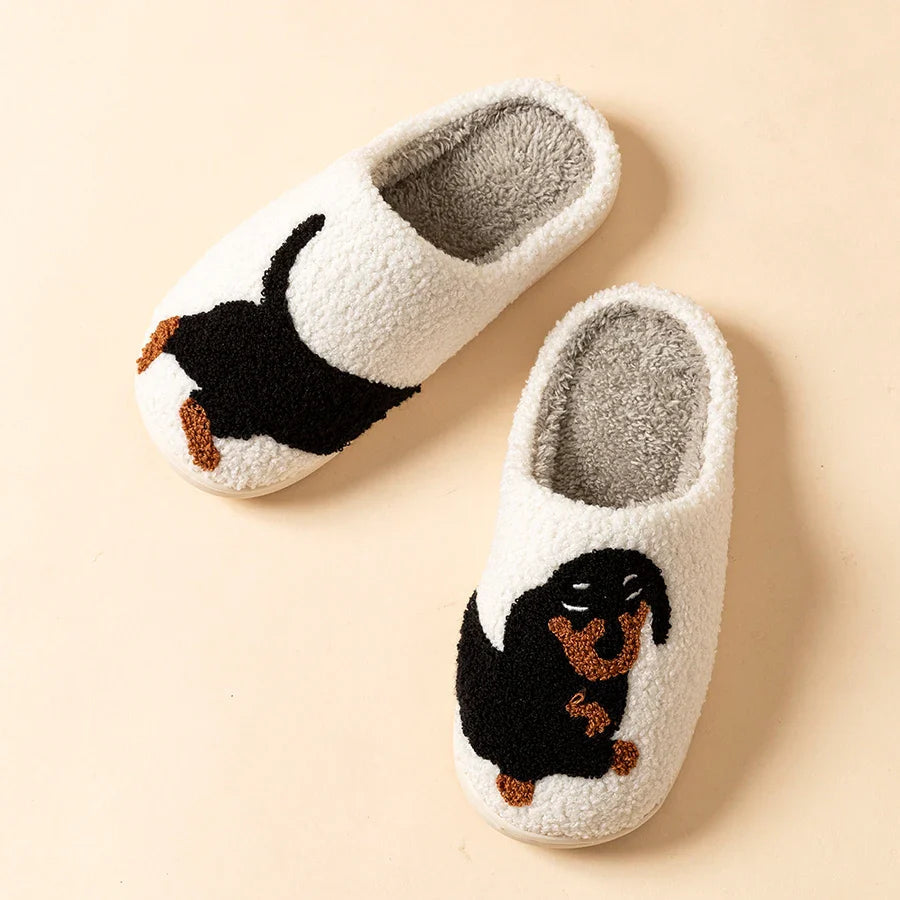 Women's Plush Dachshund Embroidered Slippers | Cozy Indoor Comfort Fit 2