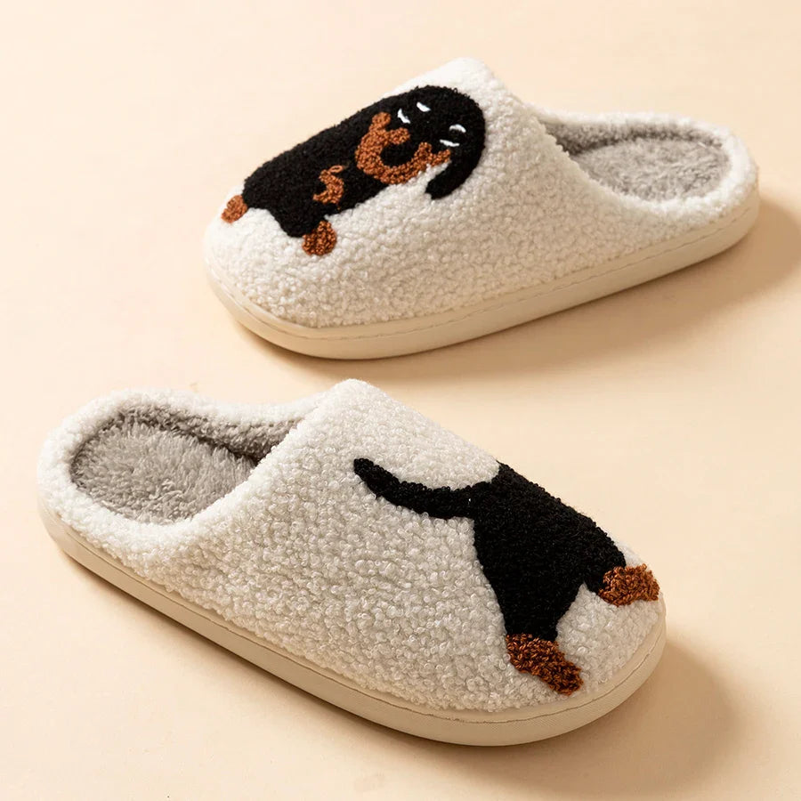 Women's Plush Dachshund Embroidered Slippers | Cozy Indoor Comfort Fit 4