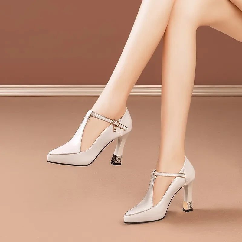Women's Premium Leather Block Heels | Confident All-Day Comfort 3