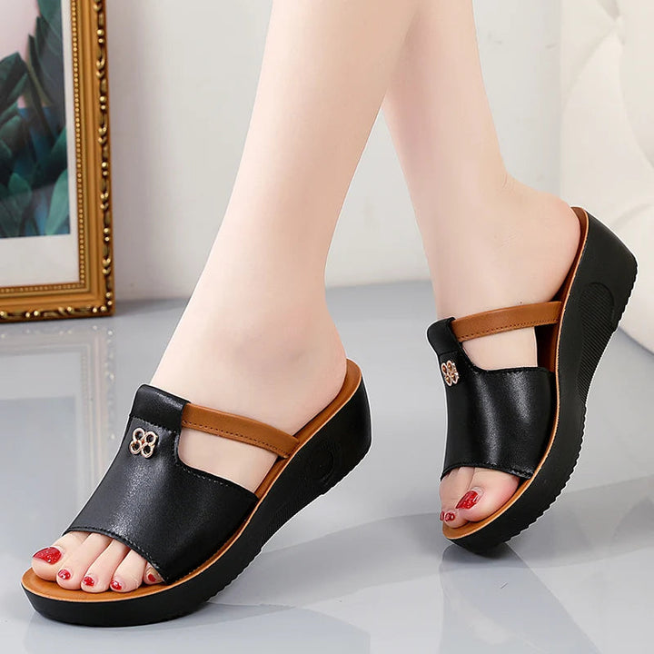 Women's Premium Leather Open-Toe Sandals | Refined Comfort Style 1