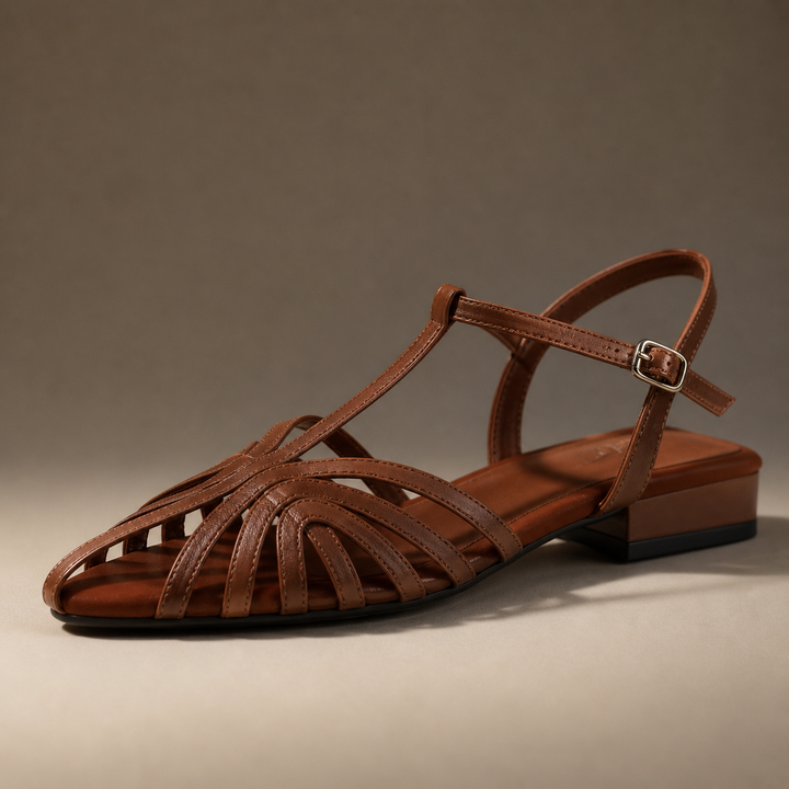 Women's Premium Leather Woven Strap Sandals | All-Day Comfort Essential 0