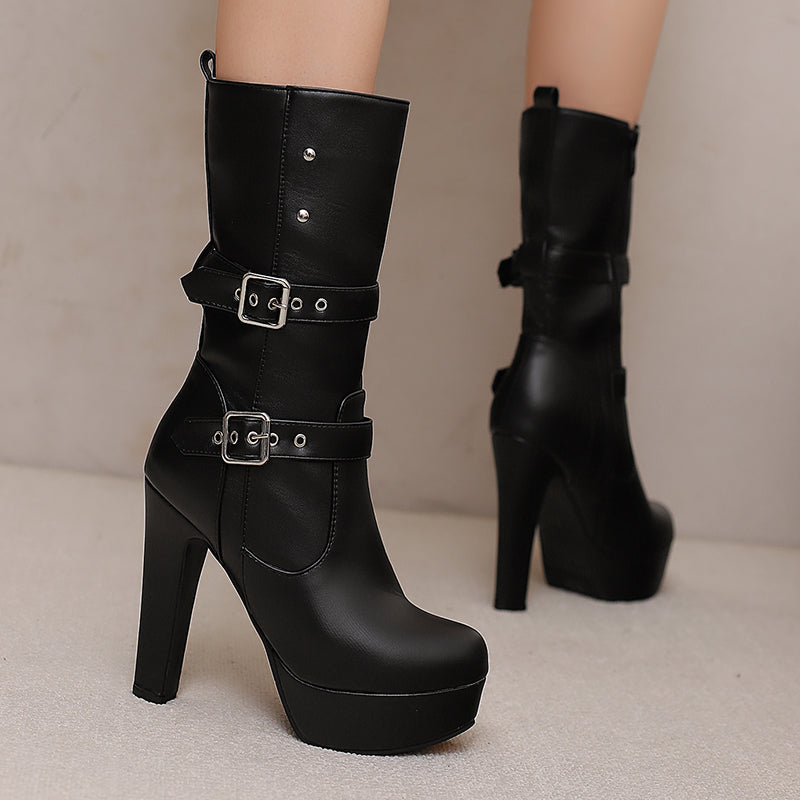 Women's Premium Mid-Calf Heeled Boots | Sophisticated Urban Style 4
