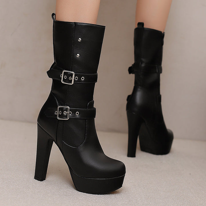 Women's Premium Mid-Calf Heeled Boots | Sophisticated Urban Style 4