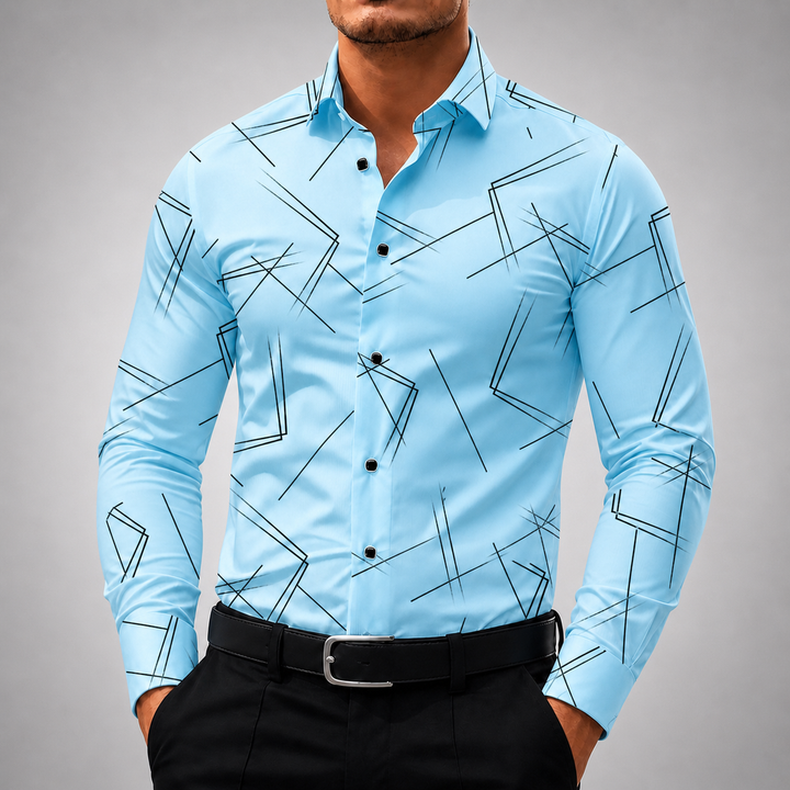 Men's silk blend button-up shirt with lightweight patterned design