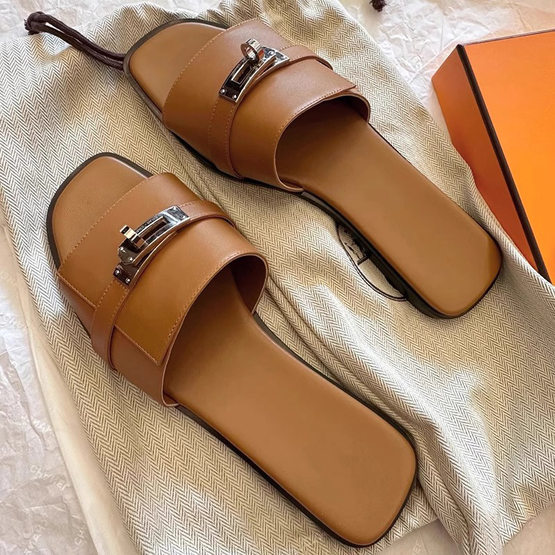Women's Smooth Leather Square-Toe Slides | Elegant All-Day Comfort Design 2
