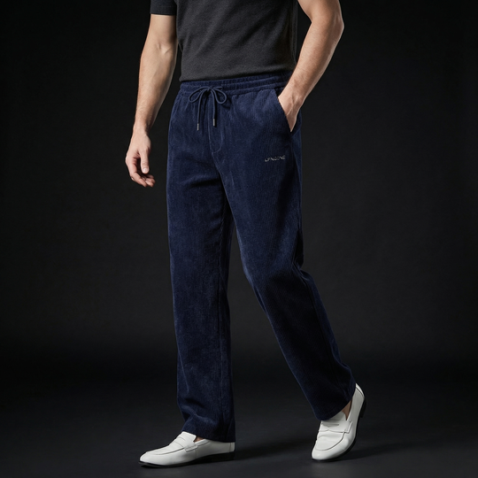 Men's soft cotton wide-leg pants with relaxed drawstring fit