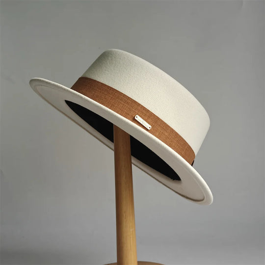 Women's soft felt fedora hat with adjustable structured brim