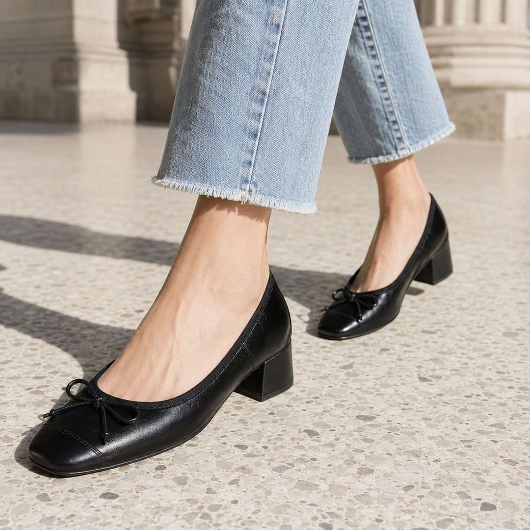 Women's Soft Upper Square Toe Heels | Elegant Parisian Style with Bow Detail 5