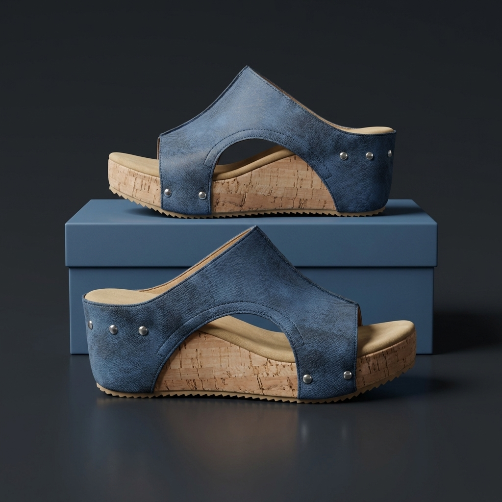 Women's Synthetic High Wedge Rivet Sandals | Bold Elevated Comfort Fit 0