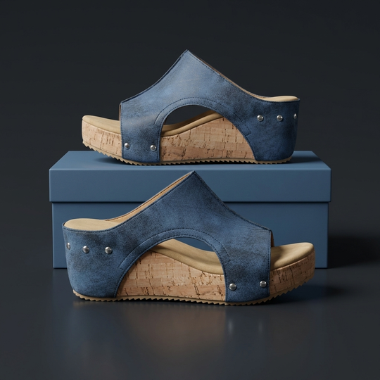 Women's Synthetic High Wedge Rivet Sandals | Bold Elevated Comfort Fit 0