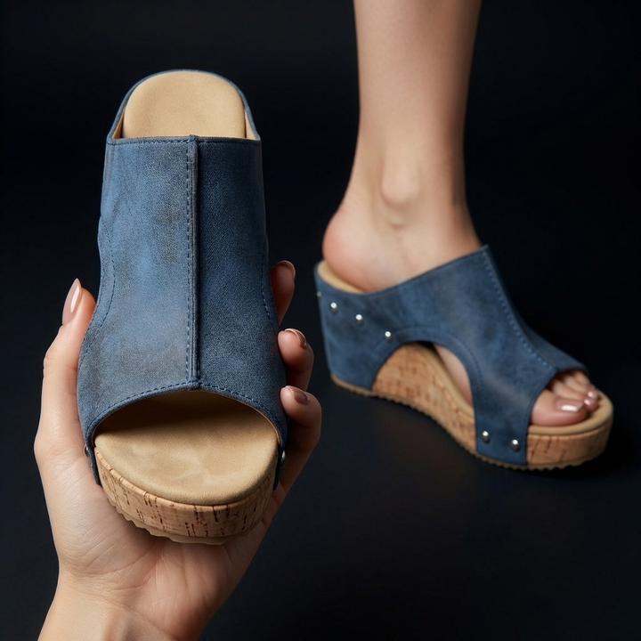 Women's Synthetic High Wedge Rivet Sandals | Bold Elevated Comfort Fit 1