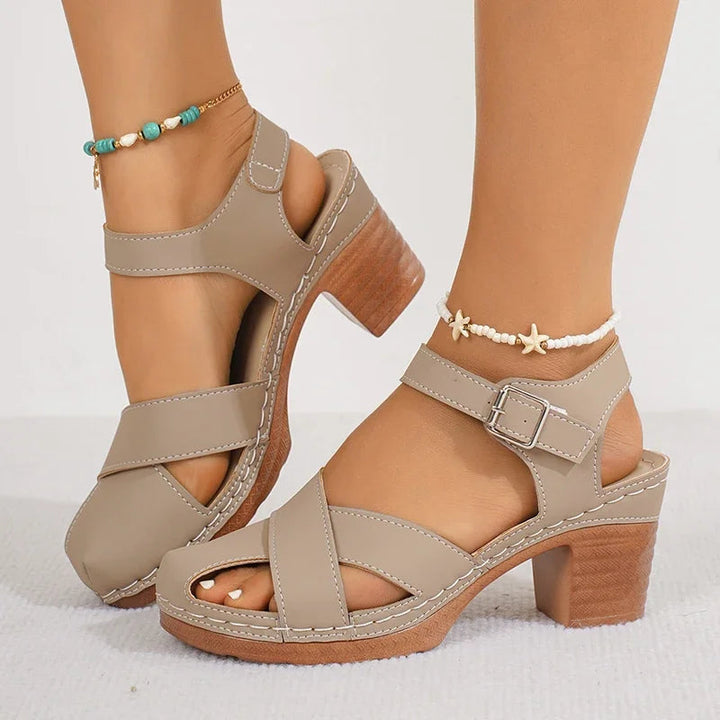 Women's Vegan Leather Block Heel Sandals | Effortless All-Day Comfort Design 0
