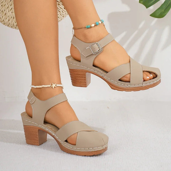 Women's Vegan Leather Block Heel Sandals | Effortless All-Day Comfort Design 1