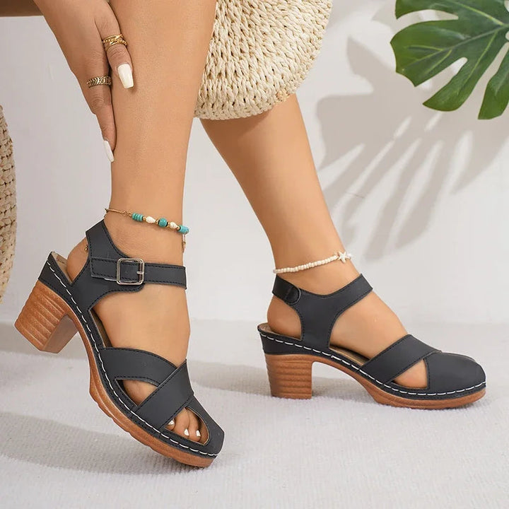 Women's Vegan Leather Block Heel Sandals | Effortless All-Day Comfort Design 2