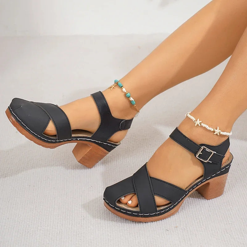 Women's Vegan Leather Block Heel Sandals | Effortless All-Day Comfort Design 3
