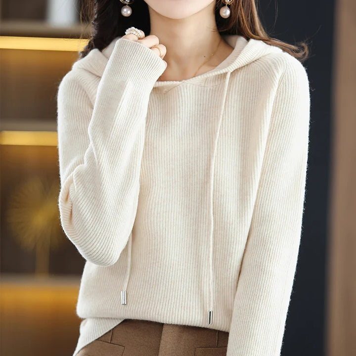 Amaris Hooded Wool-Acrylic Sweater Pullover
