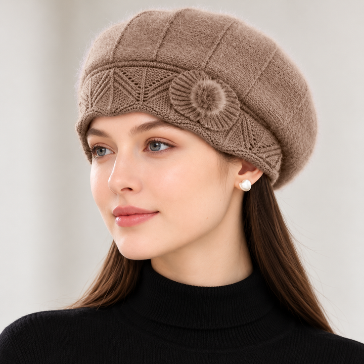 Amelise Rosette Knit Beret