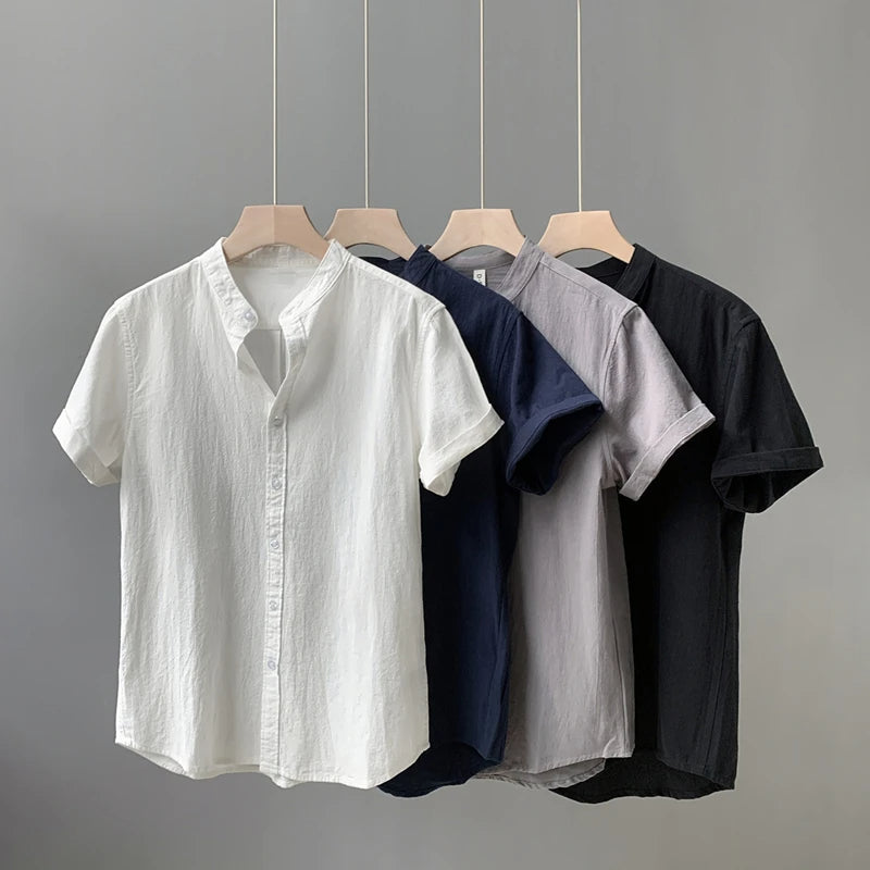 Calder Open Collar Cotton Shirt