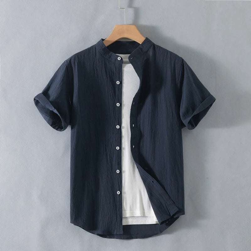 Calder Open Collar Cotton Shirt